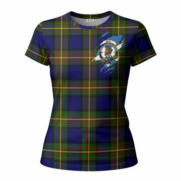 Muir Clan Crest In Me Tartan Women T shirt Scotland Flag Style