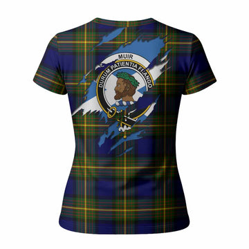 Muir Clan Crest In Me Tartan Women T shirt Scotland Flag Style