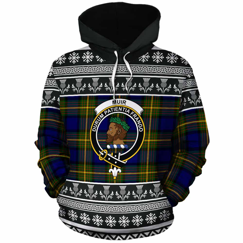 Muir Clan Tartan Christmas Cotton Hoodie with Family Crest - Tartan Vibes Clothing