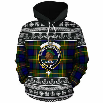 Muir Clan Tartan Christmas Cotton Hoodie with Family Crest