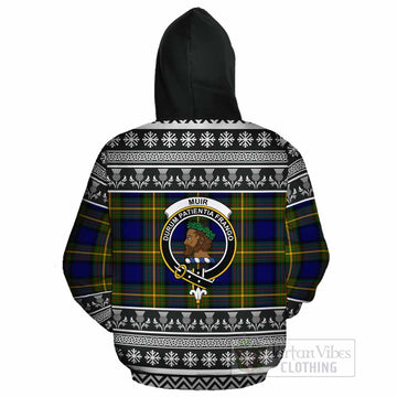 Muir Clan Tartan Christmas Cotton Hoodie with Family Crest