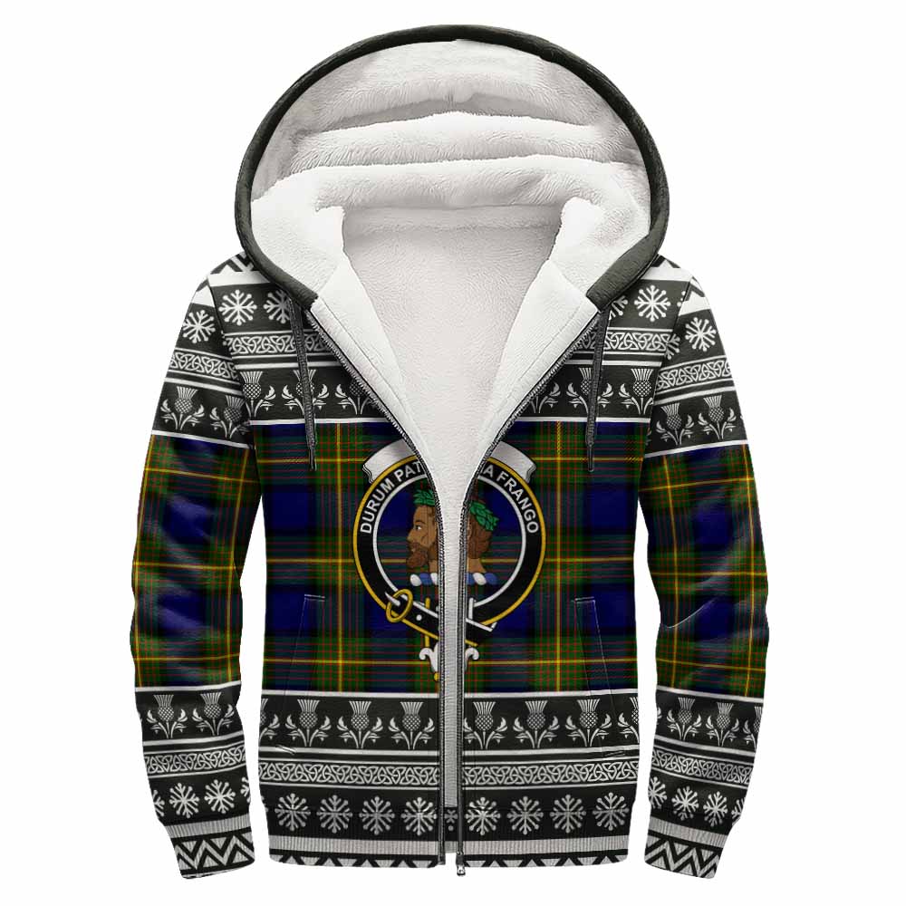 Muir Clan Tartan Christmas Fleece Hoodie with Family Crest - Tartan Vibes Clothing