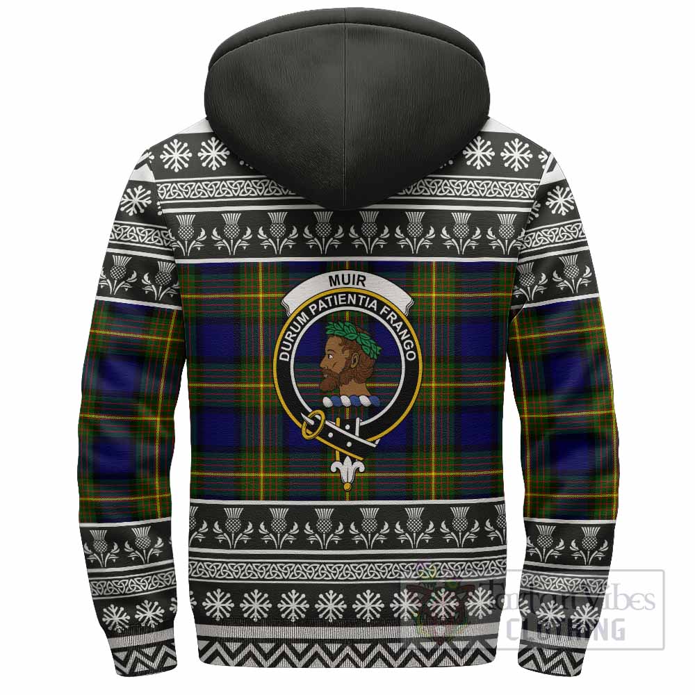 Muir Clan Tartan Christmas Fleece Hoodie with Family Crest - Tartan Vibes Clothing