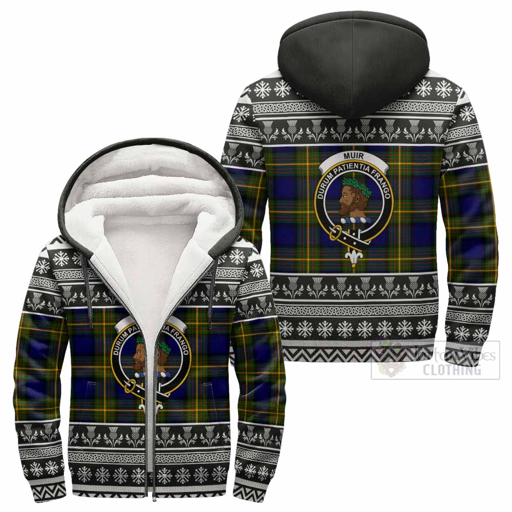 Muir Clan Tartan Christmas Fleece Hoodie with Family Crest - Tartan Vibes Clothing