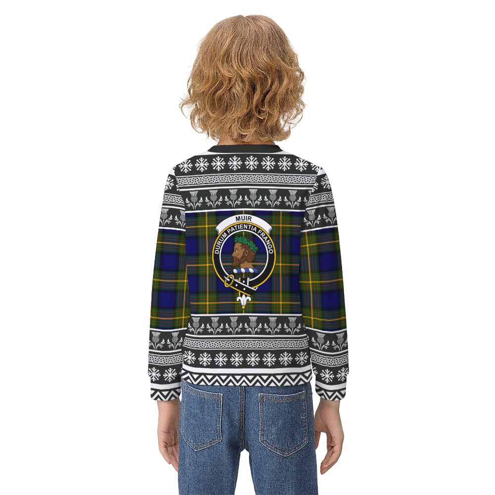 Muir Clan Tartan Christmas Kid Ugly Sweatshirt with Family Crest - Tartan Vibes Clothing