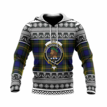Muir Clan Tartan Christmas Knitted Hoodie with Family Crest