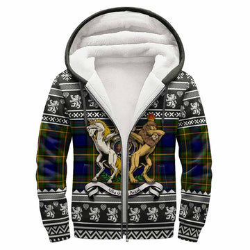 Muir Clan Tartan Crest Christmas Fleece Hoodie Coat of Arms Funny Style