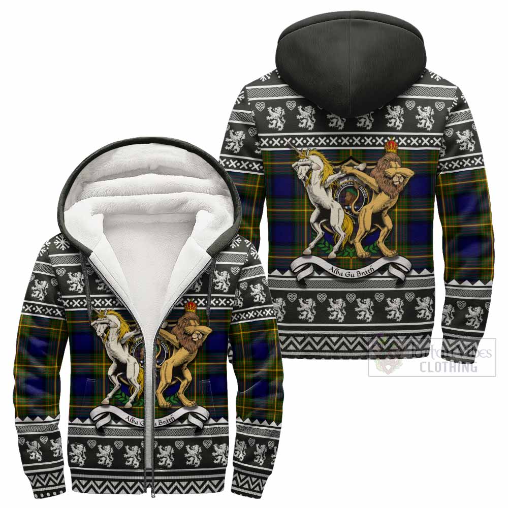 Muir Clan Tartan Crest Christmas Fleece Hoodie Coat of Arms Funny Style - Tartan Vibes Clothing