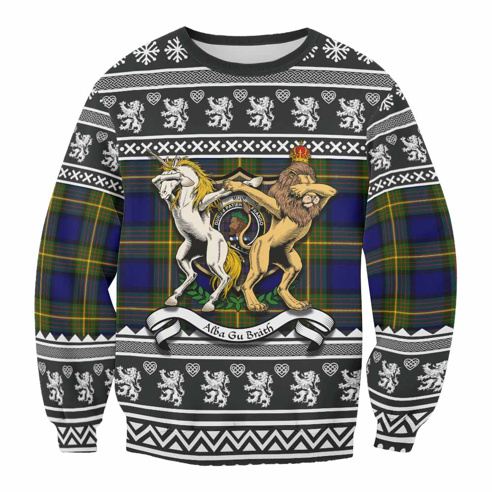 Muir Clan Tartan Crest Christmas Sweatshirt Coat of Arms Funny Style - Tartan Vibes Clothing