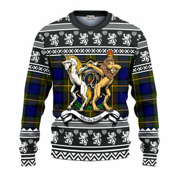 Muir Clan Tartan Crest Christmas Ugly Sweater Coat of Arms Funny Style