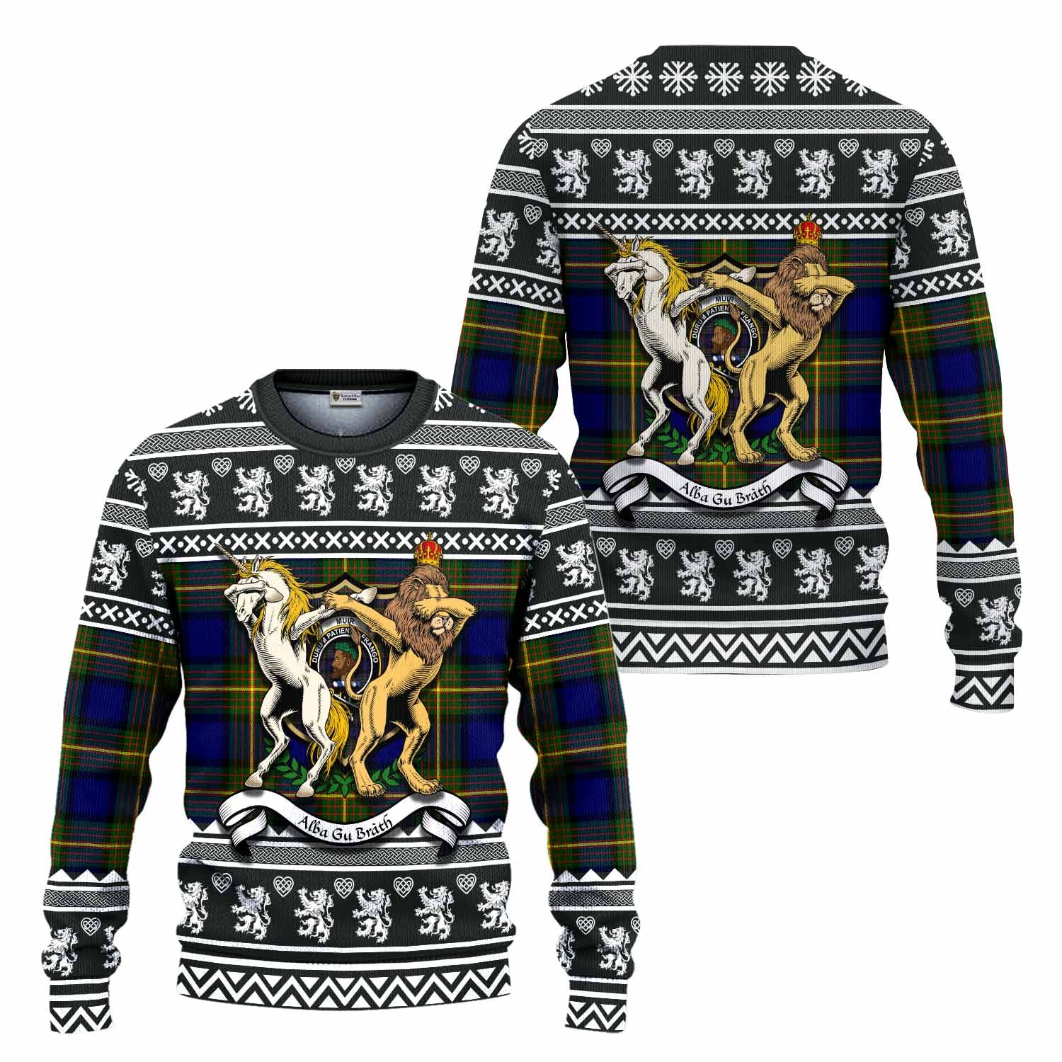 Muir Clan Tartan Crest Christmas Ugly Sweater Coat of Arms Funny Style - Tartan Vibes Clothing