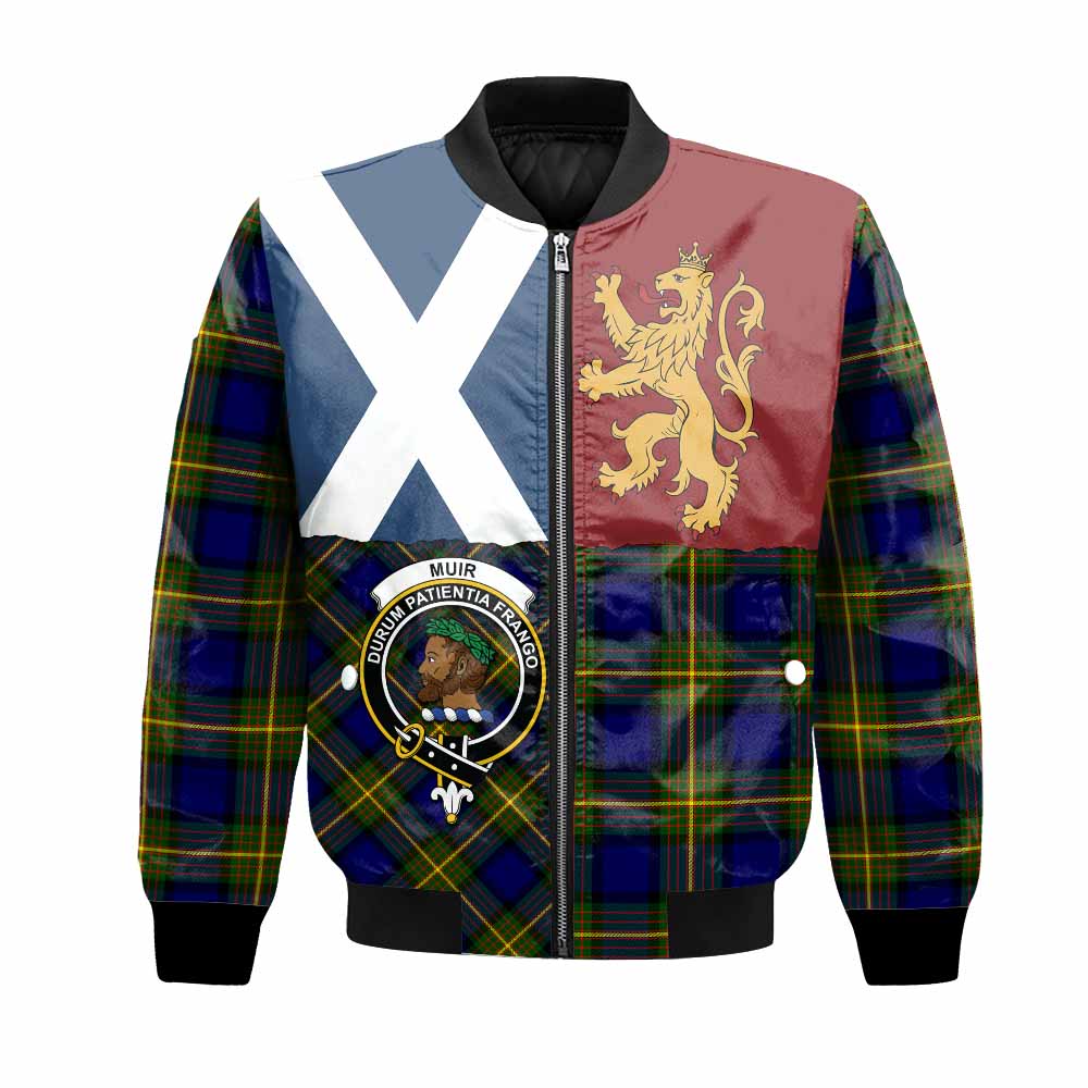 Muir Crest Tartan Bomber Jacket with Lion Rampant Saltire Style