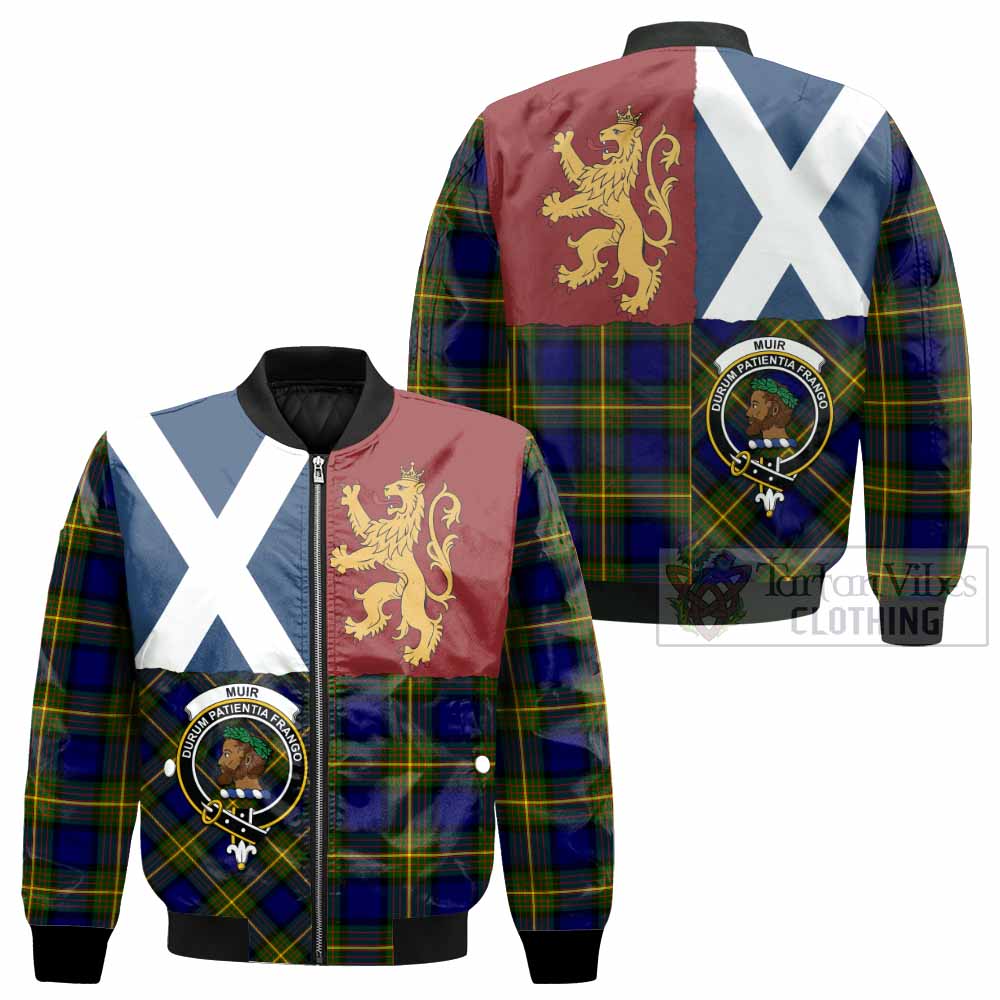 Muir Crest Tartan Bomber Jacket with Lion Rampant Saltire Style