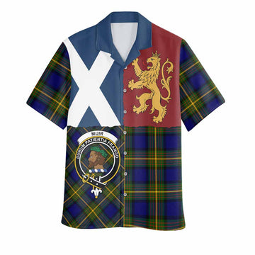 Muir Crest Tartan Hawaiian Shirt with Lion Rampant Saltire Style