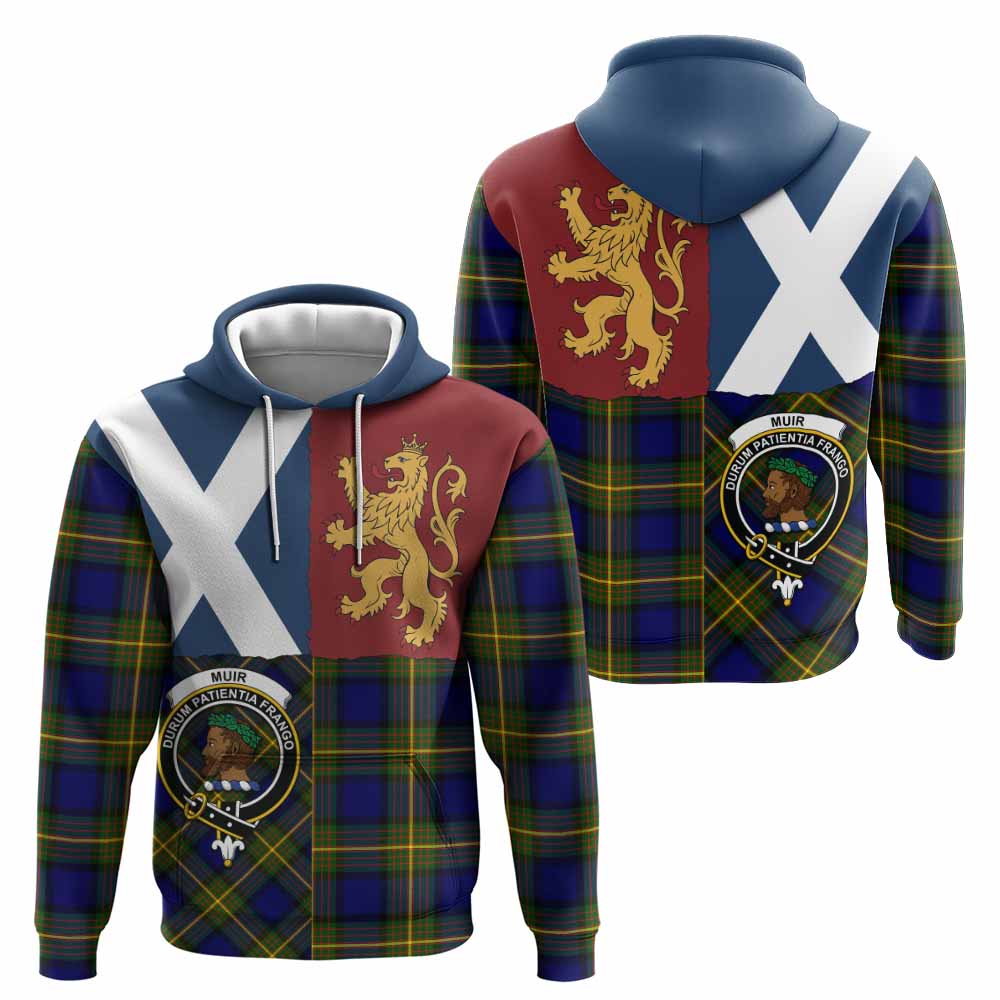 Muir Crest Tartan Hoodie with Lion Rampant Saltire Style