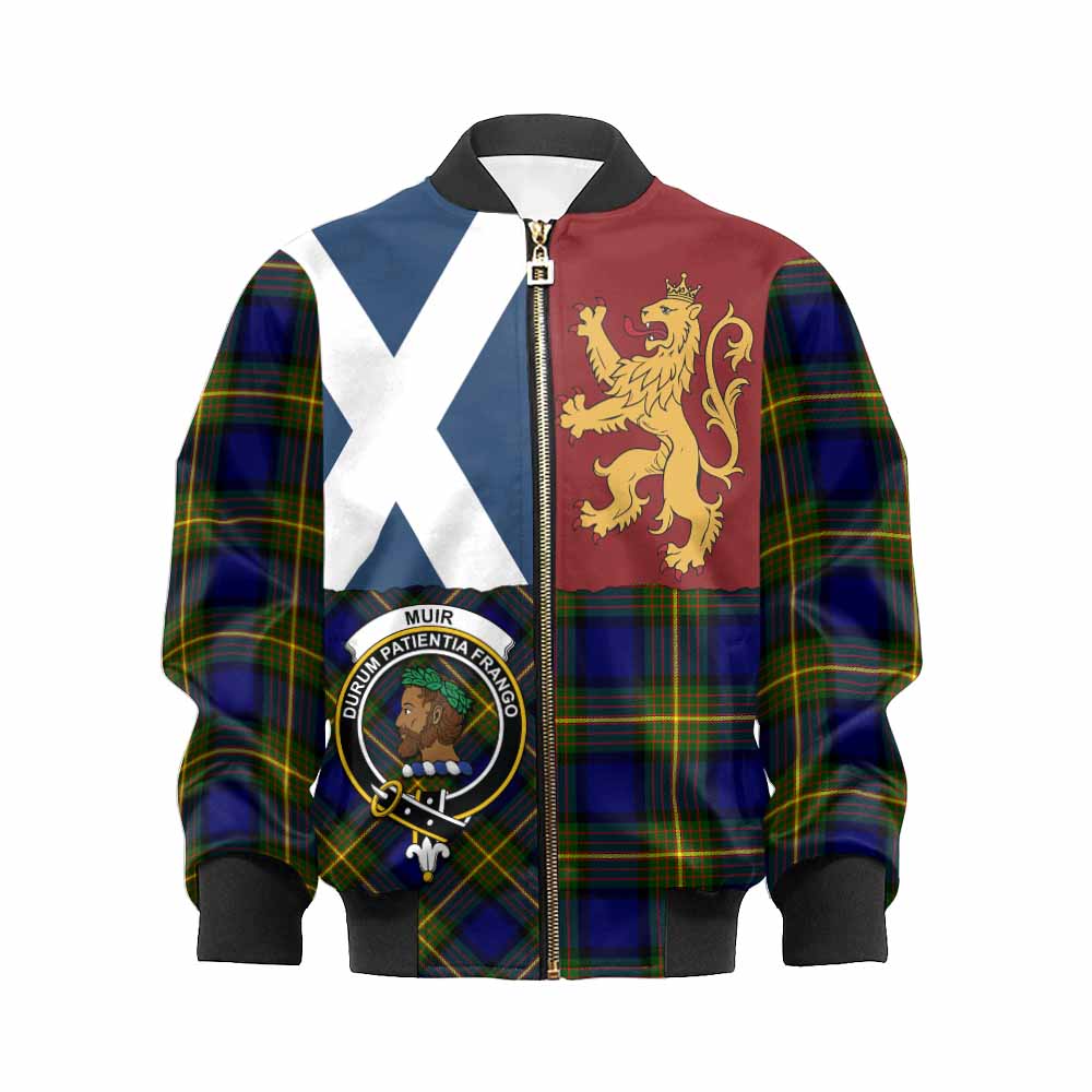 Muir Crest Tartan Kid Bomber Jacket with Lion Rampant Saltire Style - Tartan Vibes Clothing