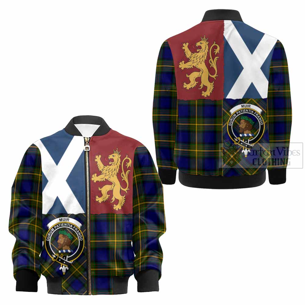 Muir Crest Tartan Kid Bomber Jacket with Lion Rampant Saltire Style - Tartan Vibes Clothing