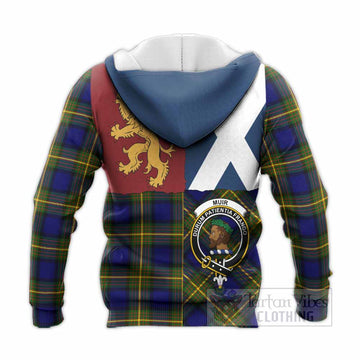 Muir Crest Tartan Knitted Hoodie with Lion Rampant Saltire Style