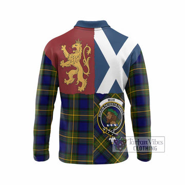 Muir Crest Tartan Long Sleeve Polo Shirt with Lion Rampant Saltire Style