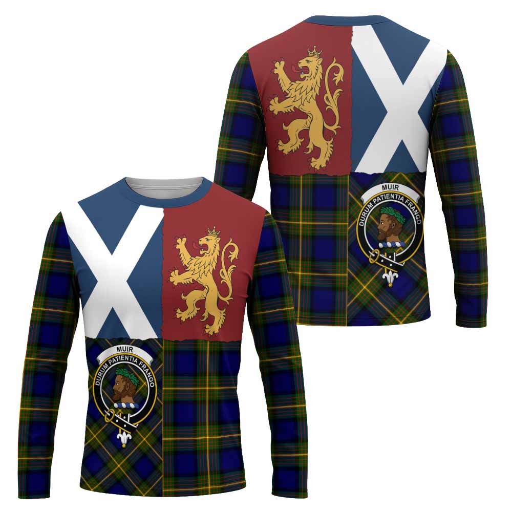 Muir Crest Tartan Long Sleeve T-Shirt with Lion Rampant Saltire Style