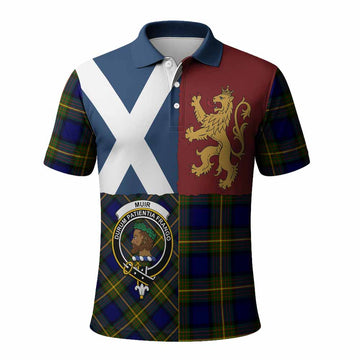 Muir Crest Tartan Polo Shirt with Lion Rampant Saltire Style