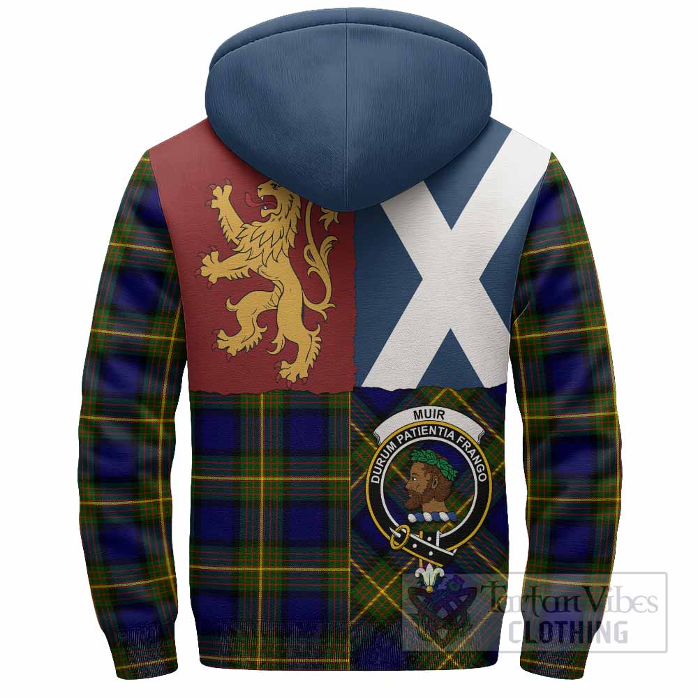 Muir Crest Tartan Sherpa Hoodie with Lion Rampant Saltire Style