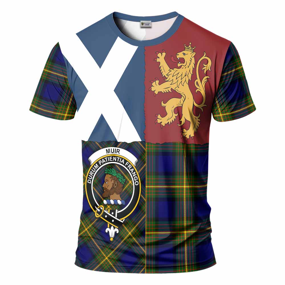 Muir Crest Tartan T-Shirt with Lion Rampant Saltire Style