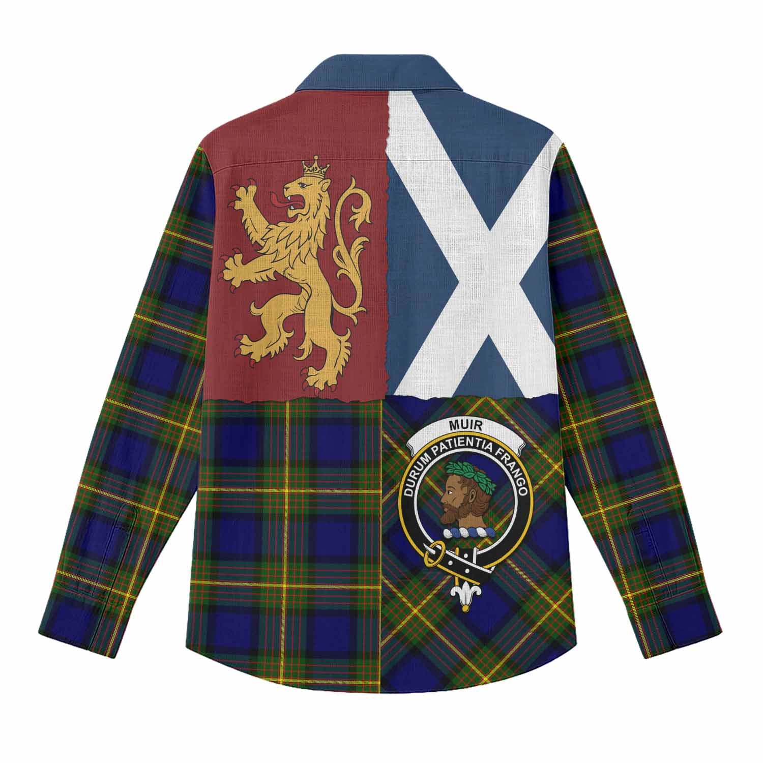 Muir Crest Tartan Women Casual Shirt with Lion Rampant Saltire Style