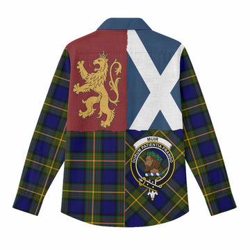 Muir Crest Tartan Women Casual Shirt with Lion Rampant Saltire Style
