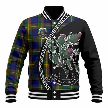 Muir Family Crest Tartan Baseball Jacket Alba Thistle Inspired