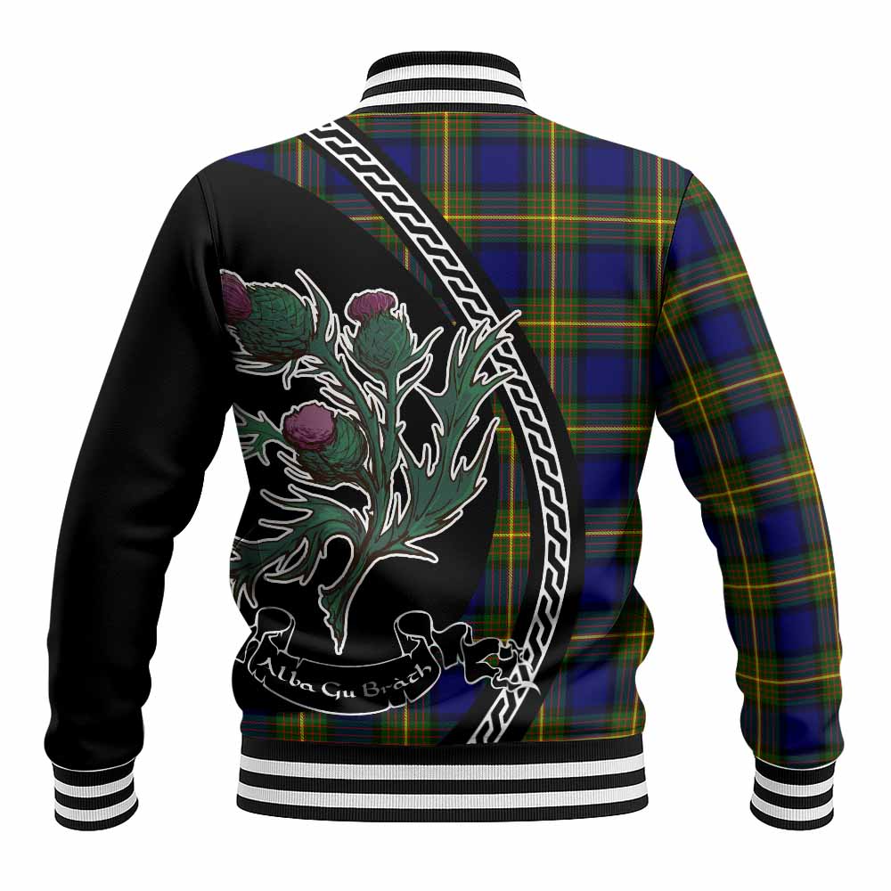 Muir Family Crest Tartan Baseball Jacket Alba Thistle Inspired - Tartan Vibes Clothing