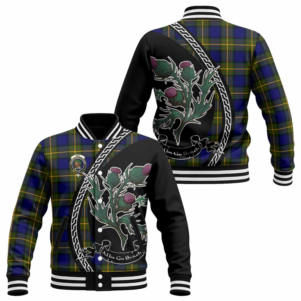 Muir Family Crest Tartan Baseball Jacket Alba Thistle Inspired - Tartan Vibes Clothing