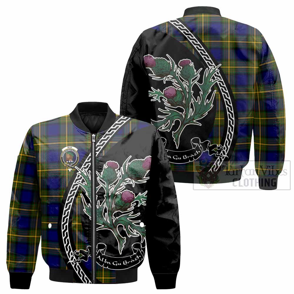 Muir Family Crest Tartan Bomber Jacket Alba Thistle Inspired - Tartan Vibes Clothing