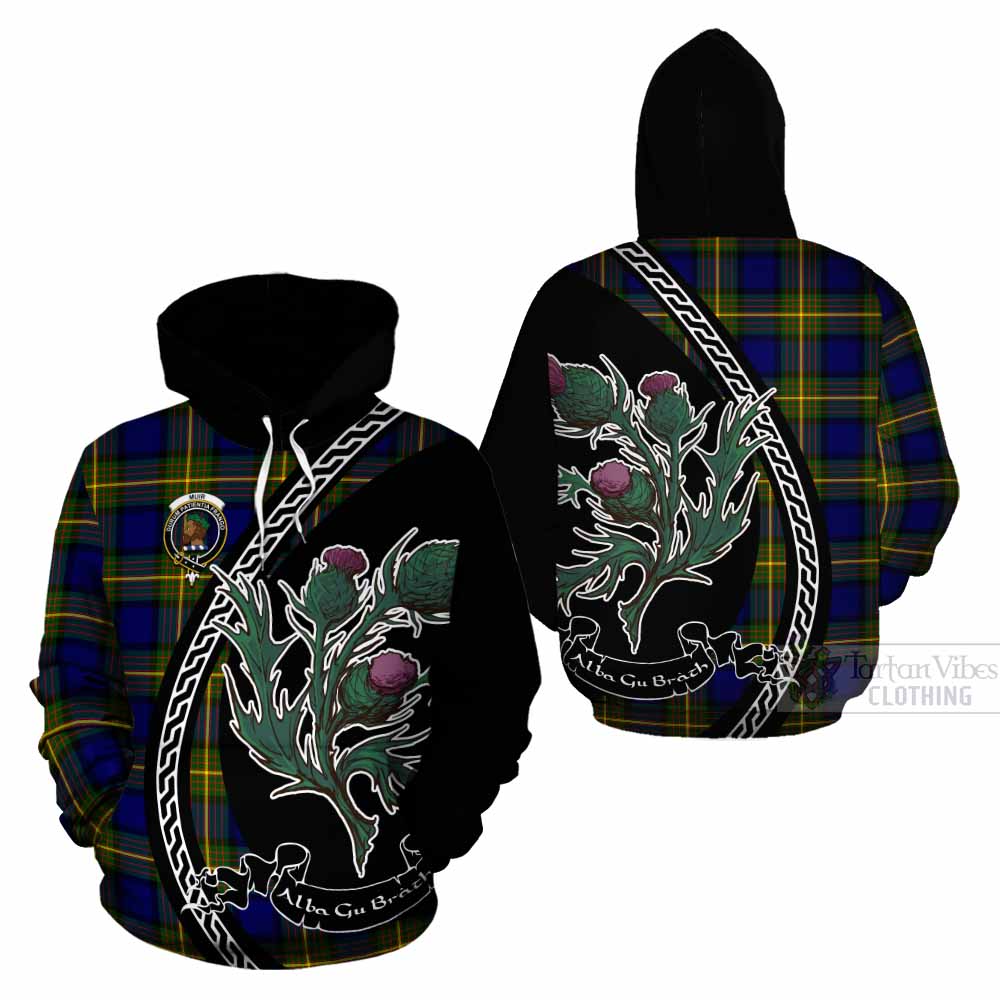 Muir Family Crest Tartan Cotton Hoodie Alba Thistle Inspired - Tartan Vibes Clothing