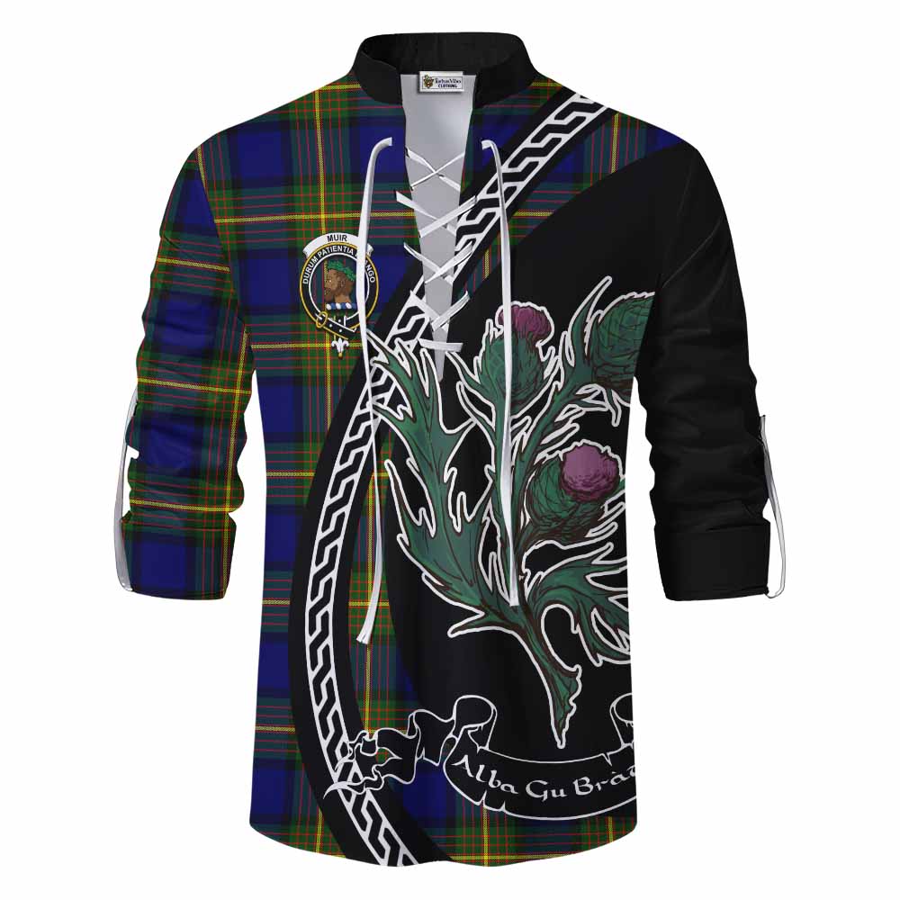 Muir Family Crest Tartan Ghillie Shirt Alba Thistle Inspired - Tartan Vibes Clothing