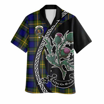 Muir Family Crest Tartan Hawaiian Shirt Alba Thistle Inspired - Tartan Vibes Clothing