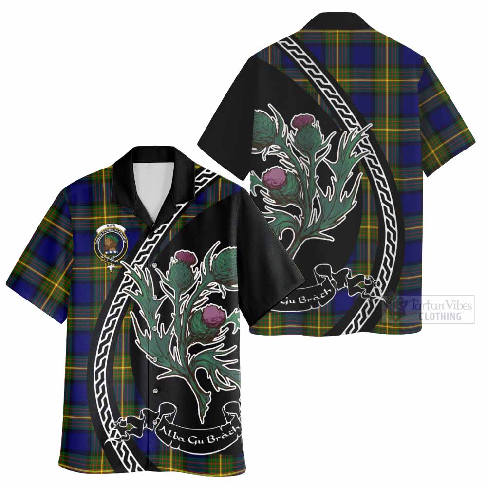 Muir Family Crest Tartan Hawaiian Shirt Alba Thistle Inspired - Tartan Vibes Clothing