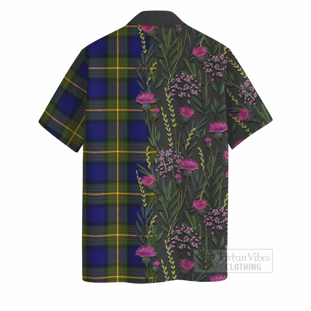 Muir Family Crest Tartan Hawaiian Shirt Scottish Thistle Flower Pattern Half Style - Tartan Vibes Clothing