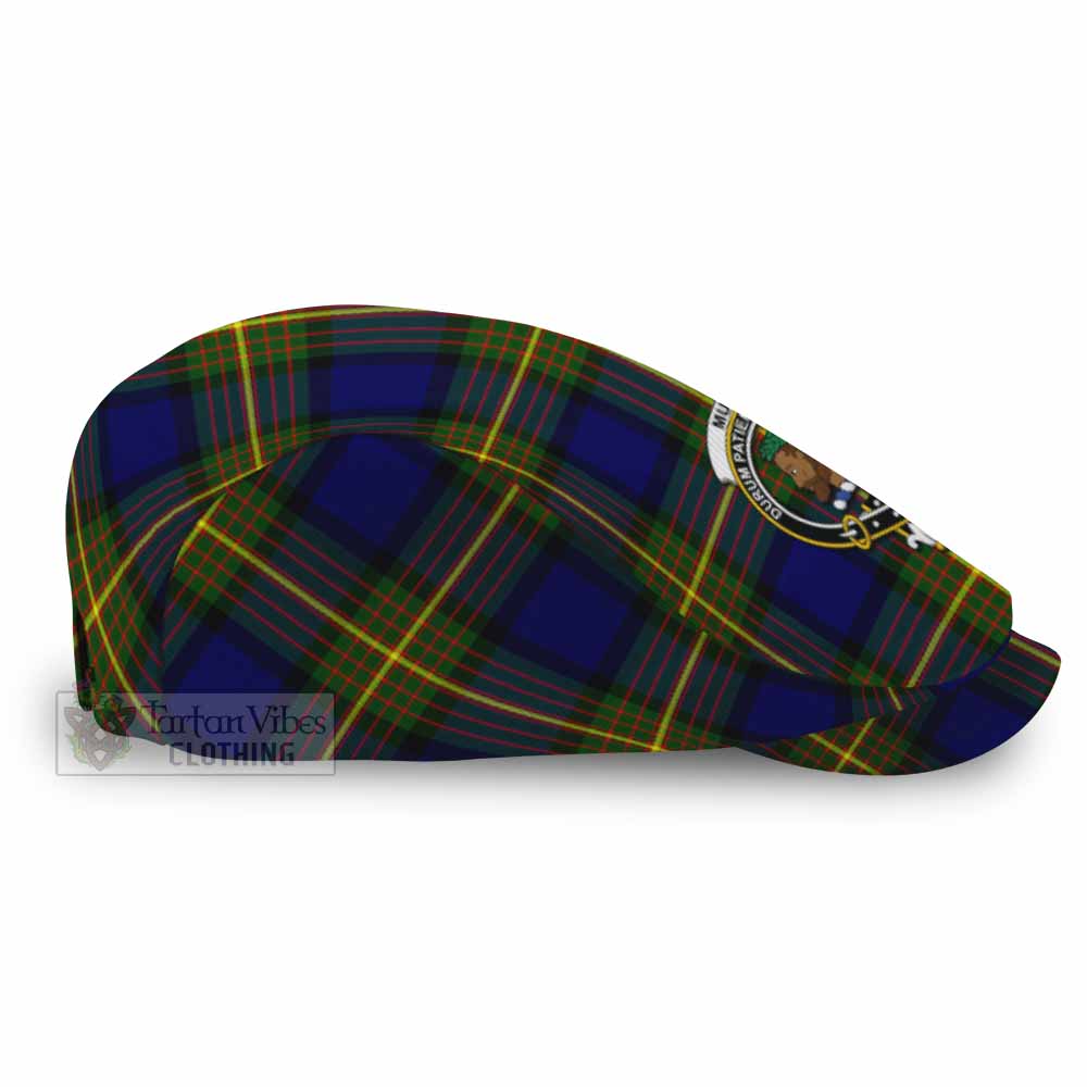 Muir Family Crest Tartan Jeff Cap, Tartan Flat Cap