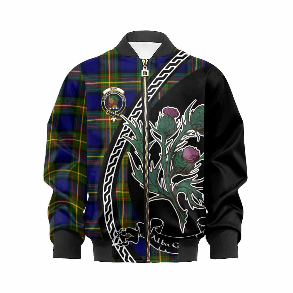 Muir Family Crest Tartan Kid Bomber Jacket Alba Thistle Inspired - Tartan Vibes Clothing