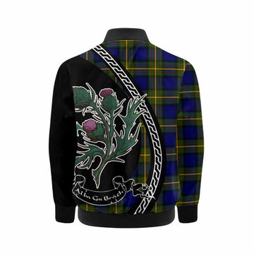 Muir Family Crest Tartan Kid Bomber Jacket Alba Thistle Inspired - Tartan Vibes Clothing