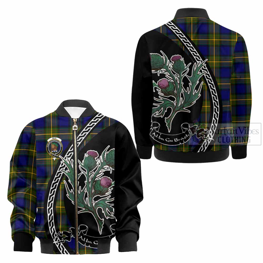 Muir Family Crest Tartan Kid Bomber Jacket Alba Thistle Inspired - Tartan Vibes Clothing