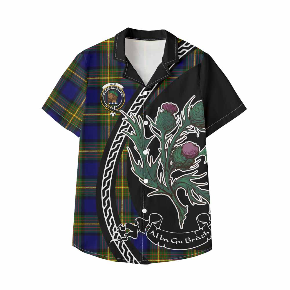 Muir Family Crest Tartan Kid Hawaiian Shirt Alba Thistle Inspired - Tartan Vibes Clothing