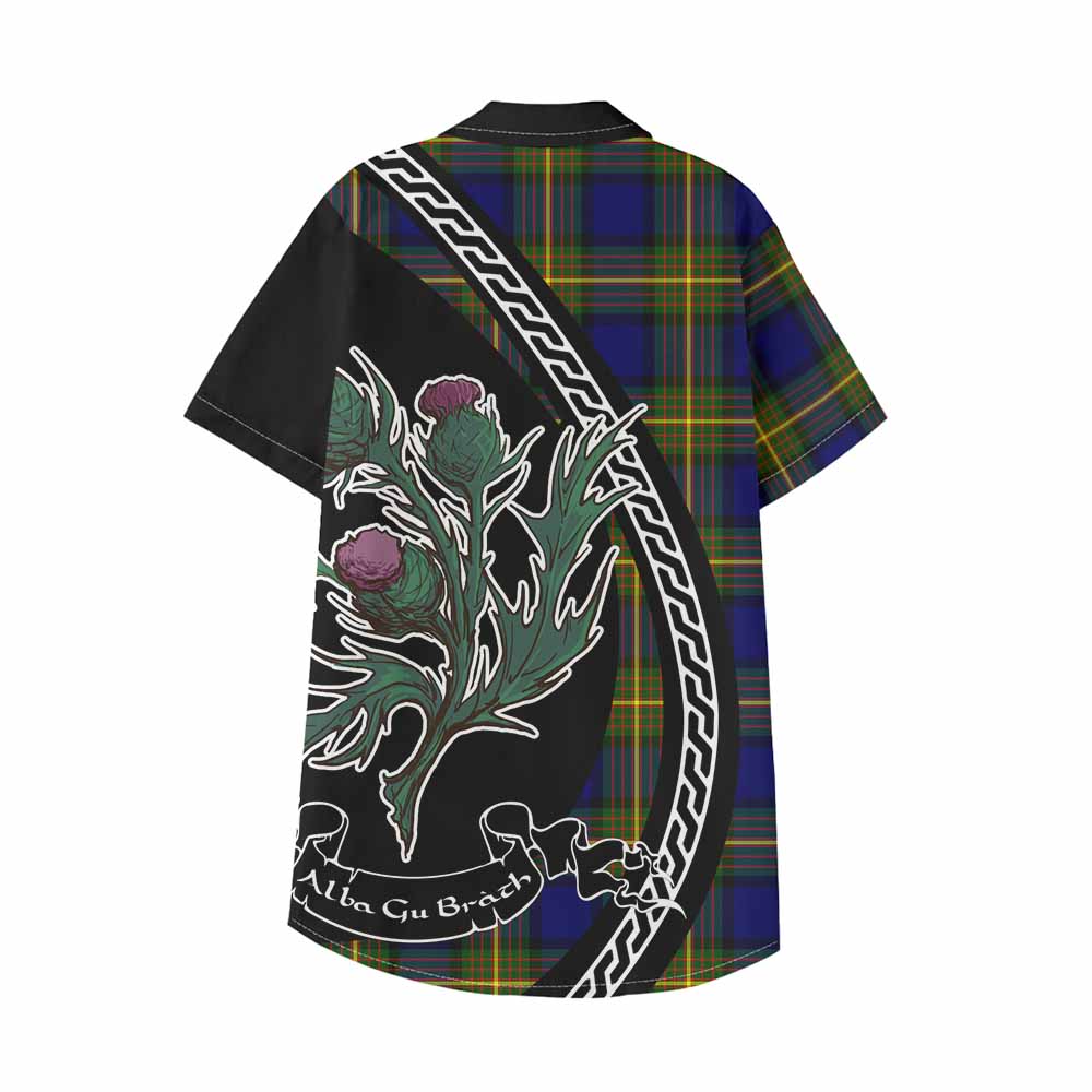 Muir Family Crest Tartan Kid Hawaiian Shirt Alba Thistle Inspired - Tartan Vibes Clothing