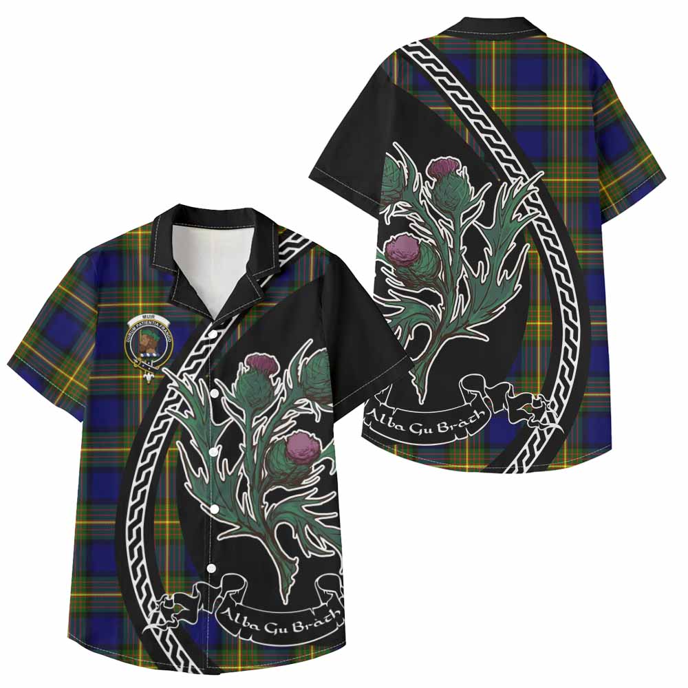 Muir Family Crest Tartan Kid Hawaiian Shirt Alba Thistle Inspired - Tartan Vibes Clothing
