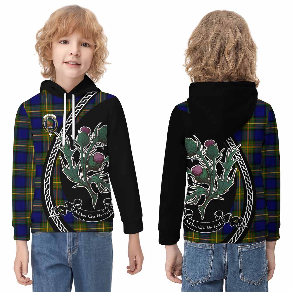 Muir Family Crest Tartan Kid Hoodie Alba Thistle Inspired - Tartan Vibes Clothing