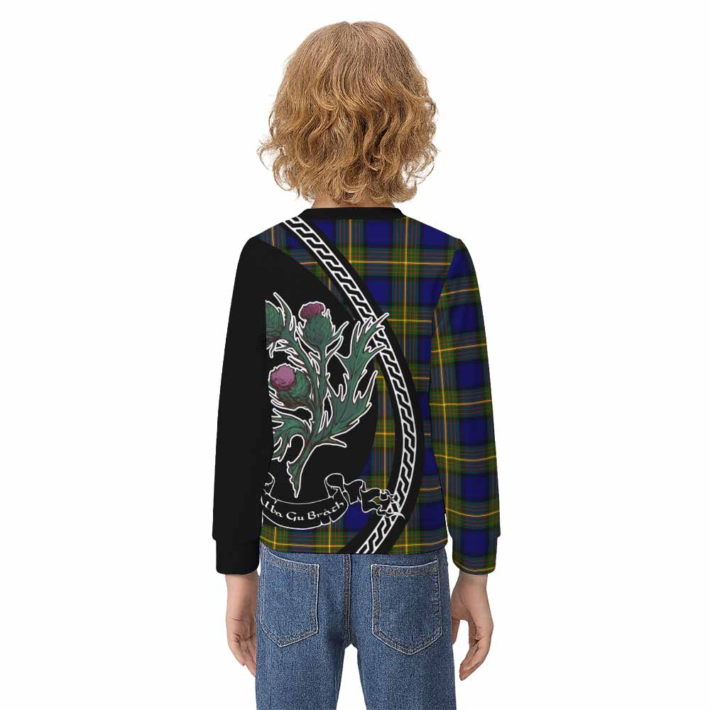 Muir Family Crest Tartan Kid Knitted Sweatshirt Alba Thistle Inspired - Tartan Vibes Clothing