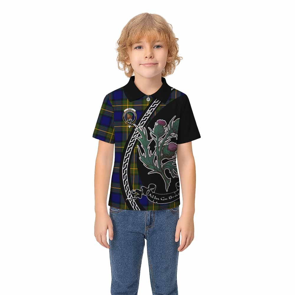 Muir Family Crest Tartan Kid Polo Shirt Alba Thistle Inspired - Tartan Vibes Clothing