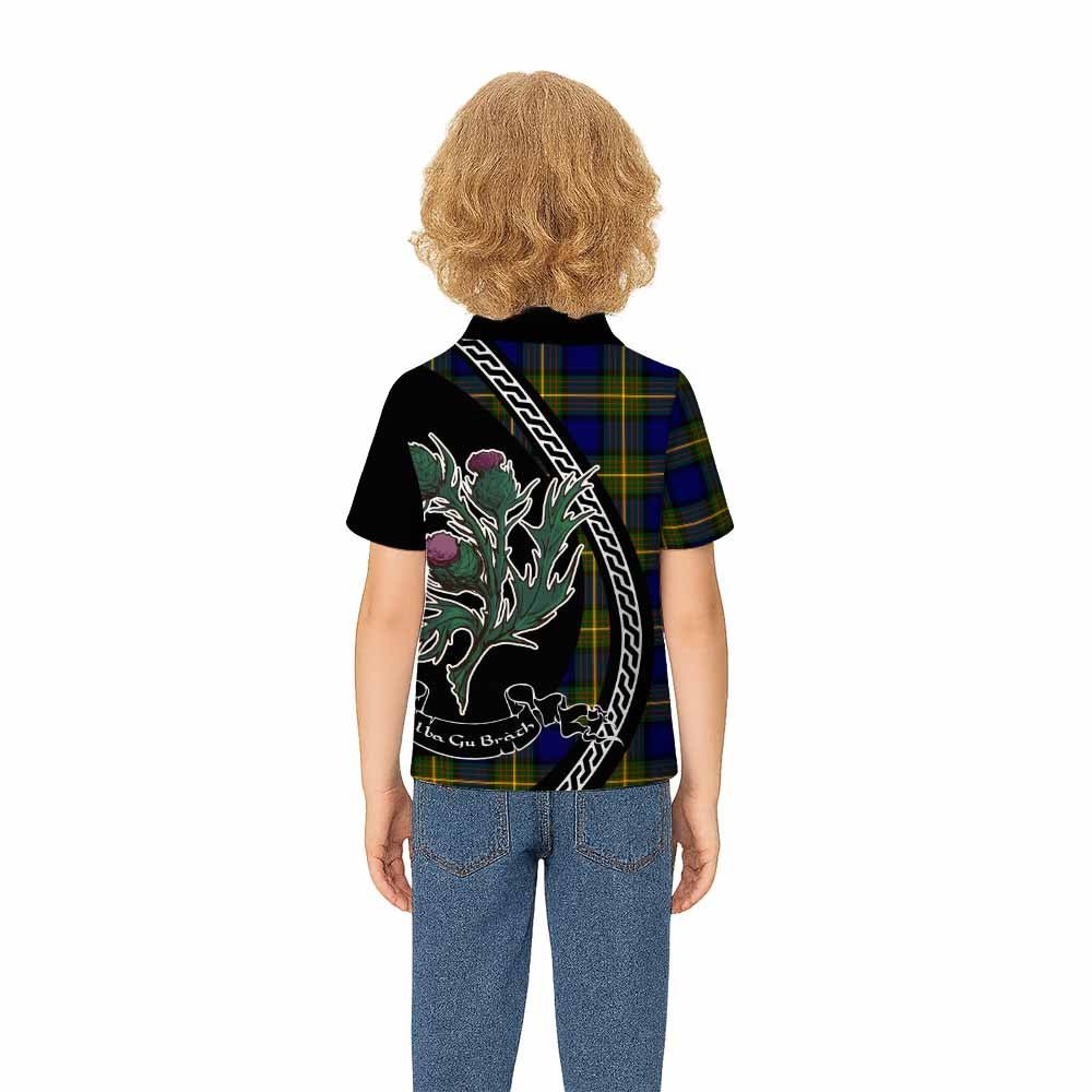 Muir Family Crest Tartan Kid Polo Shirt Alba Thistle Inspired - Tartan Vibes Clothing