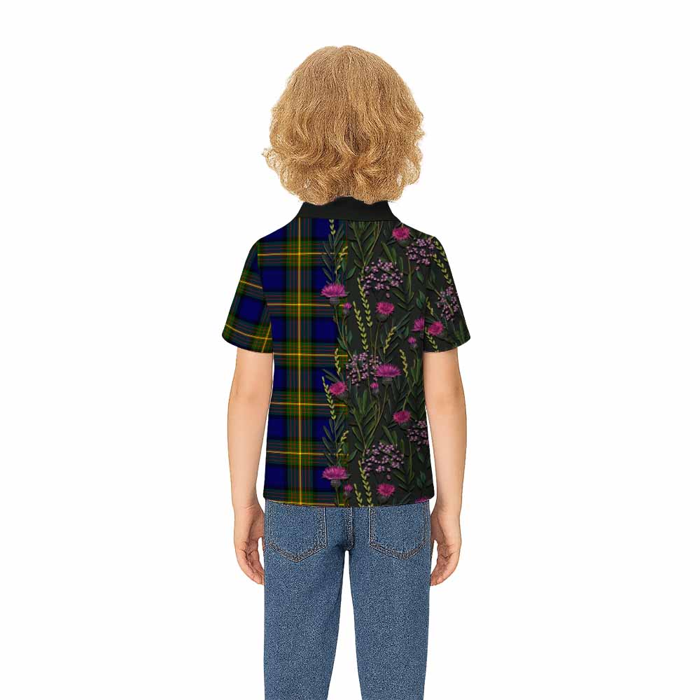 Muir Family Crest Tartan Kid Polo Shirt Scottish Thistle Flower Pattern Half Style - Tartan Vibes Clothing